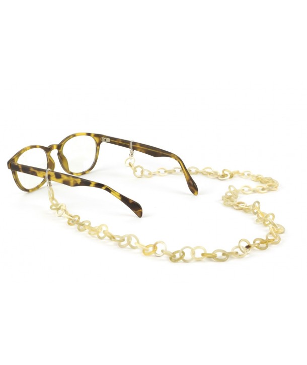 Small rings eyeglasses chain in blond horn