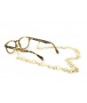 Small rings eyeglasses chain in blond horn