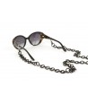 Small rings eyeglasses chain in plain black horn