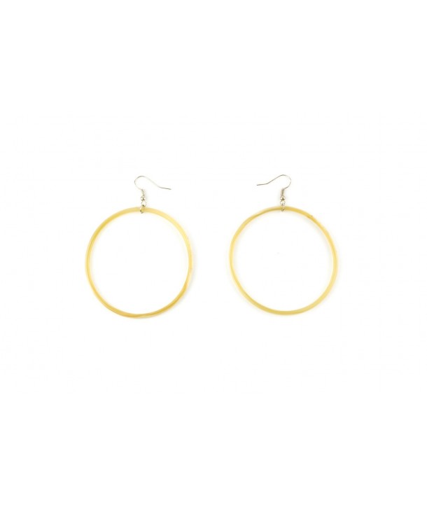 Large single ring earrings in blond horn