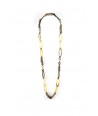 Thin oval and round rings long necklace in blond horn