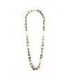 2-size flat rectangular rings long necklace in blond horn