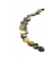 Round pastilles long necklace in marbled black horn