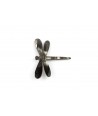 Dragonfly brooch in marbled black horn