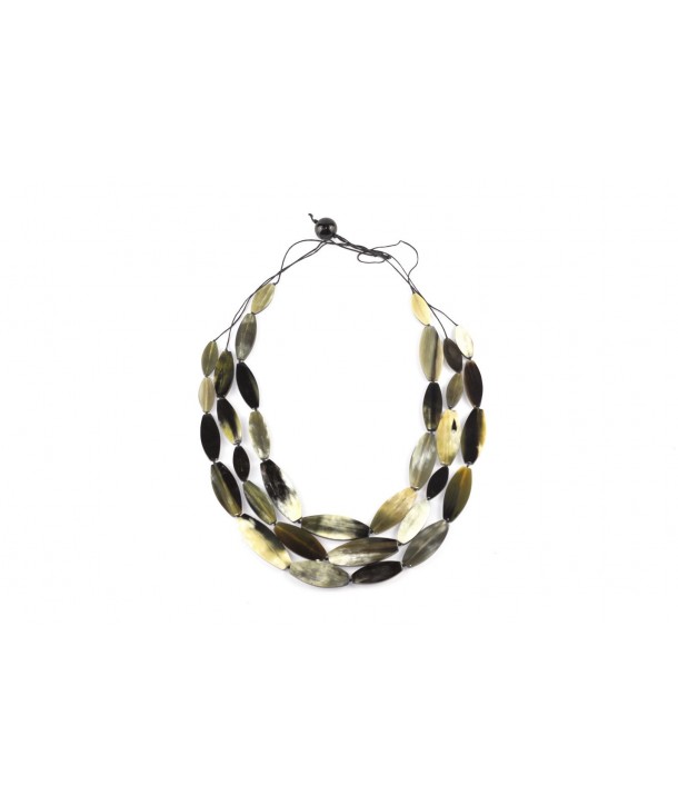 Garland necklace in marbled black horn