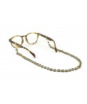 Chaîne lunettes maille ultra fine en sabot et corne noire
