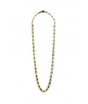 Fine rectangular mesh long necklace in blond and black horn