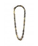 Large oval and rectangular rings long necklace in hoof