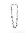 Egg-shaped rings long necklace in grated black horn