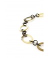 Oval and small round rings necklace in marbled black horn