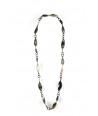 Twisted pieces long necklace in marbled black horn
