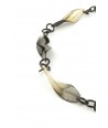 Twisted pieces long necklace in marbled black horn
