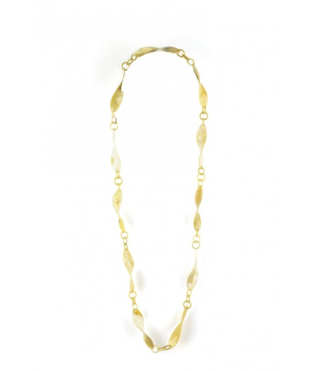 Twisted pieces long necklace in blond horn