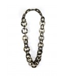 Tortoiseshell effect large round rings long necklace
