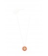 Orange lacquered checkered pendant with a chain