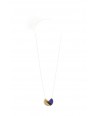 Indigo blue and cream coffee lacquered 3-quarter pendant with a chain