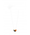 Orange and gray-blue lacquered 3-quarter pendant with a chain