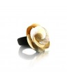 Camelia flower scrunchie in blond horn