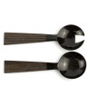 Large black horn cutlery with wooden triangular handle