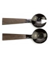 Large black horn cutlery with wooden triangular handle