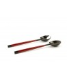 Small crab claw-shaped round cutlery with red lacquer