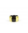 8 large piece articulated bracelet in black horn and golden lacquer