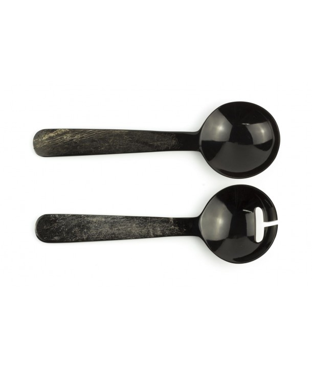 Small cutlery with raw black horn handle