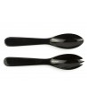 Flat cutlery in plain black horn