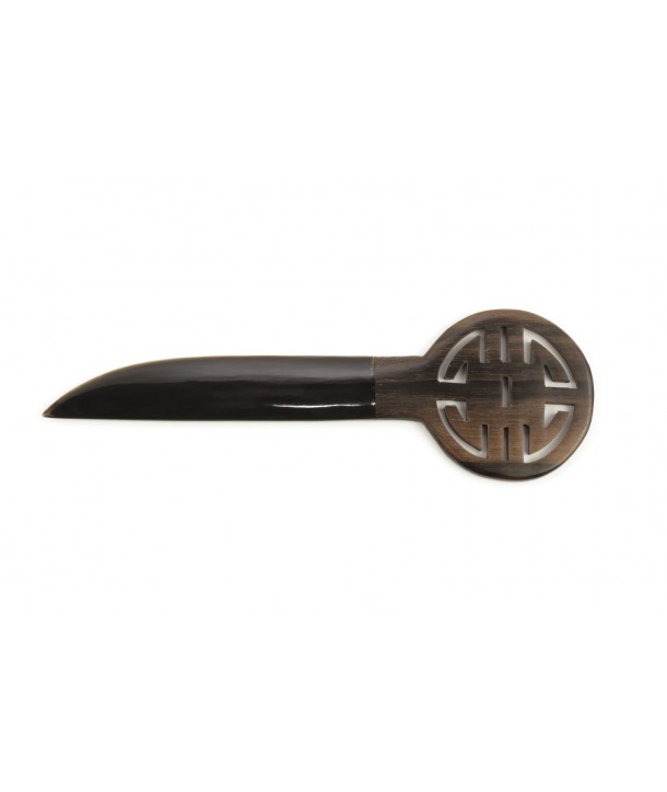 Tho-symbol letter opener in black horn and rosewood