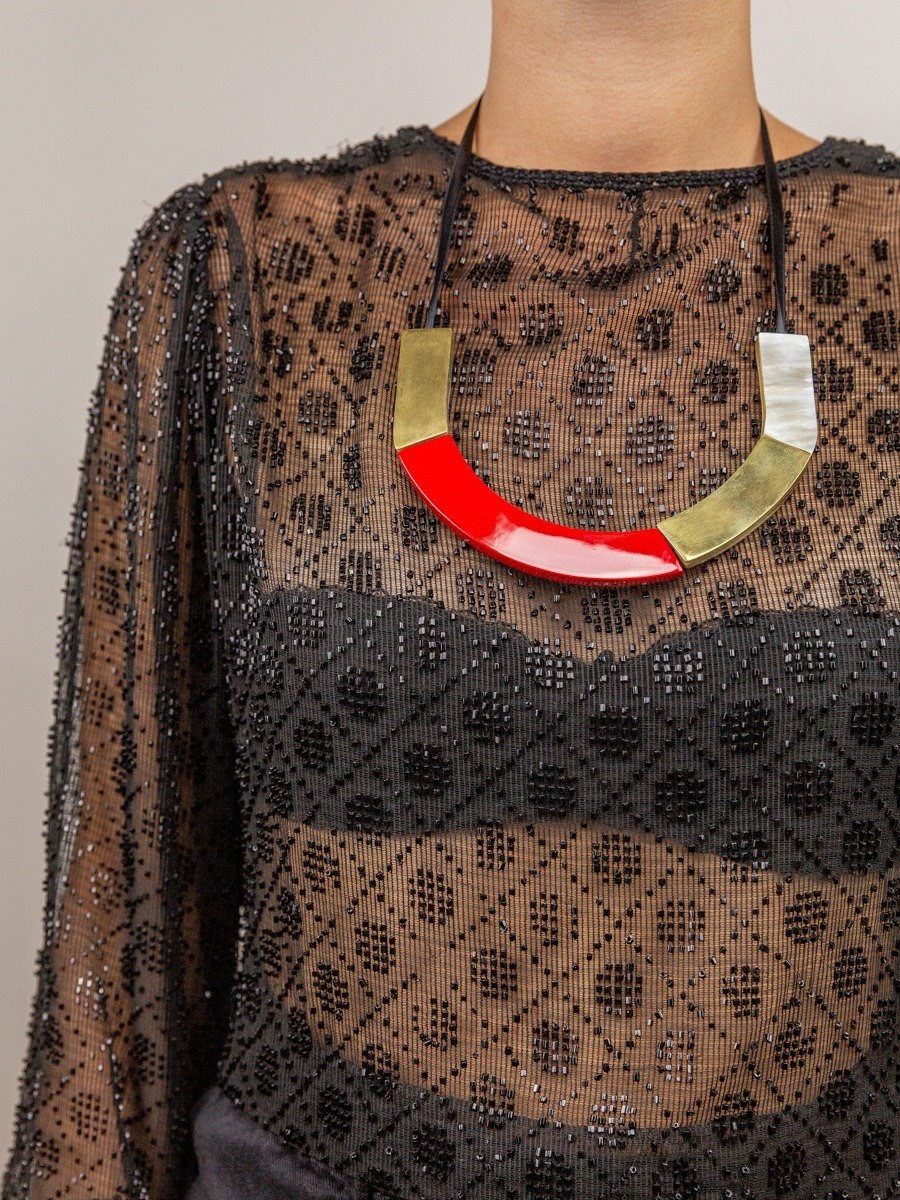 Bracelet écailles laqué café crème