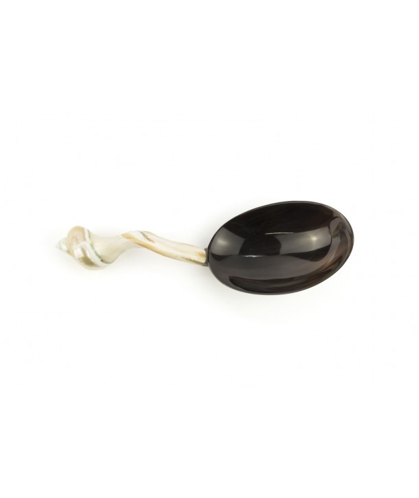 Black horn rice spoon with mother of pearl handle