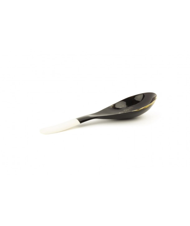 Black horn rice spoon with bone handle