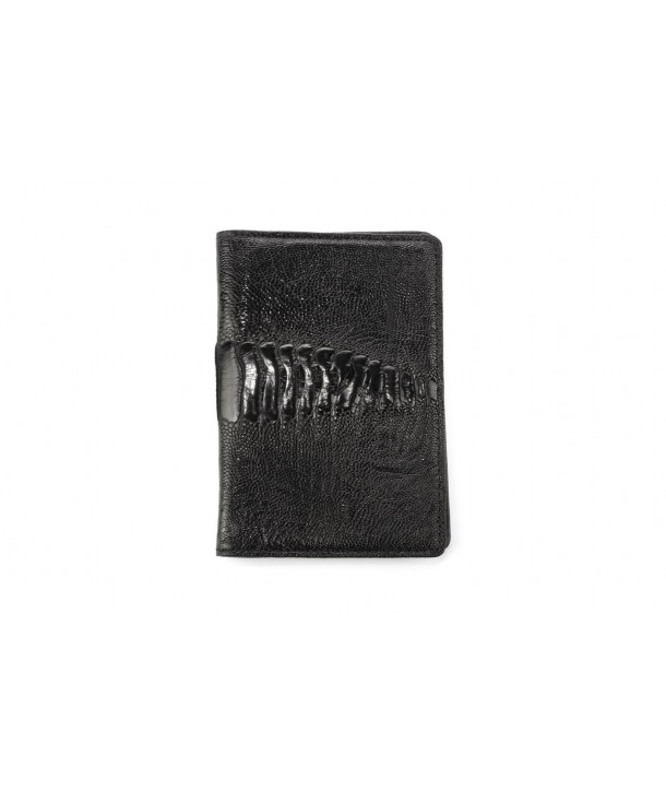 Passport case in black ostrich leather