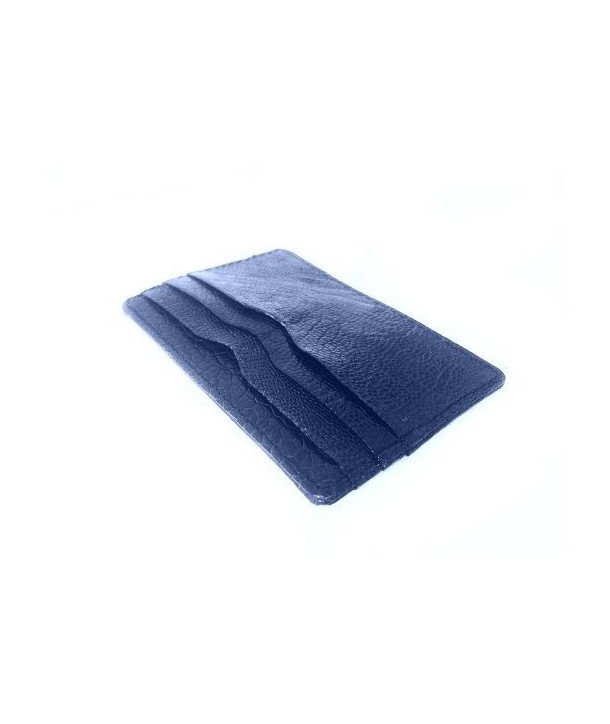 Card holder in blue ostrich leather