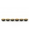 Set of 6 bamboo pattern mini bowls in stone with black background