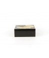 Gingko pattern square box in stone with black background