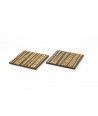 Set of 2 bamboo forest sqaure bottle coasters in stone with black background