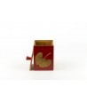 Gingko square tea box in stone with red background