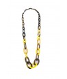 3-size flat oval rings long necklace with yellow lacquer