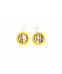 Yellow lacquered checkered earrings