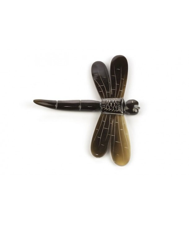 Set of 6 Dragonfly knife holders in plain black horn