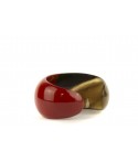 Bracelet ouvert bombé et laqué rouge
