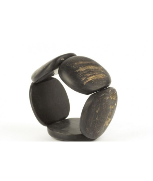 Articulated pebble bracelet in matte black horn