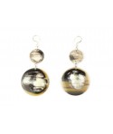 Full double disc earrings in marbled black horn