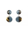 Full double disc earrings with gray-blue lacquer
