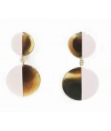Boucles d'oreilles clips double disques pleins laqués ivoire