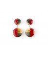 Full double disc earrings with red lacquer