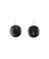 Full disc earrings in marbled black horn
