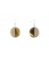 Full disc cream-coffee lacquered earrings