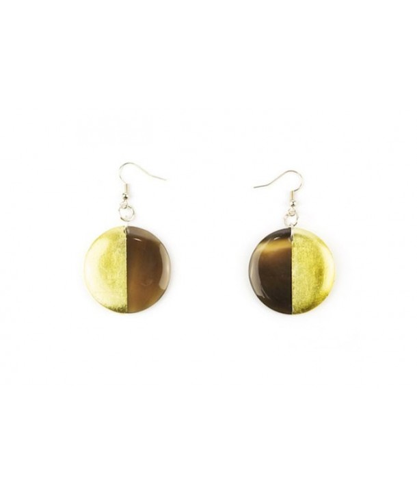 Full disc gold lacquered earrings